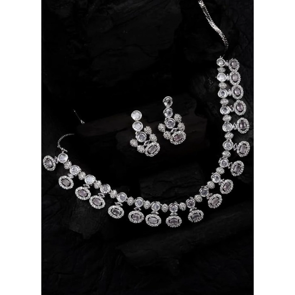 Generic Women's Brass Silver Plated Necklace set (White) Generic Women's Brass Silver Plated Necklace set (White)