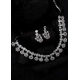 Generic Women's Brass Silver Plated Necklace set (White)