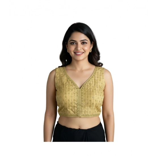 Generic Women's Silk Blend Embroidered V-Neck Non Padded Blouse (Beige 38 Ready (Alterable up to 42) Generic Women's Silk Blend Embroidered V-Neck Non Padded Blouse (Beige 38 Ready (Alterable up to 42)