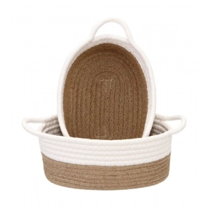 Generic Cotton White Basket 2 Pcs Storage Basket For Clothes (Beige-White)