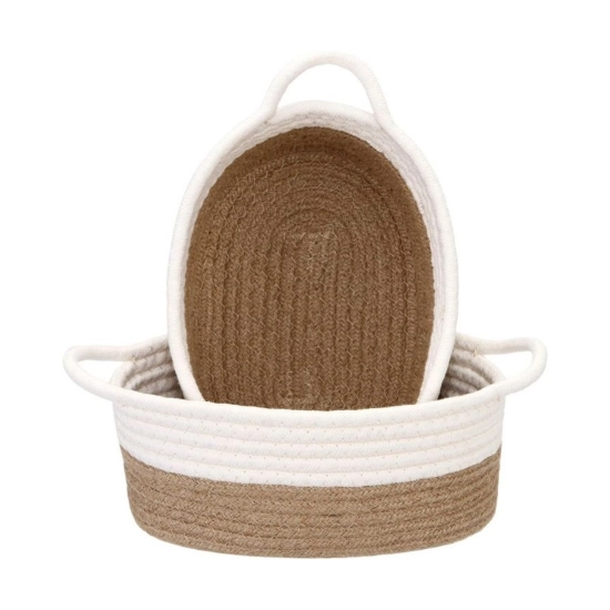 Generic Cotton White Basket 2 Pcs Storage Basket For Clothes (Beige-White) Generic Cotton White Basket 2 Pcs Storage Basket For Clothes (Beige-White)