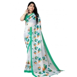 Generic Women's Georgette Floral Printed Saree With Unstitched Blouse 5.5Mtr (Green)