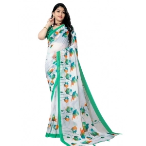 Generic Women's Georgette Floral Printed Saree With Unstitched Blouse 5.5Mtr (Green)