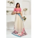 Generic Women's Linen Cotton Printed Ready To Wear Saree With Unstitched Blouse 5.5 Mtr (Cream)