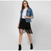 Generic Women's Denim Washed Long Sleeves Jacket (Blue)