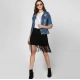 Generic Women's Denim Washed Long Sleeves Jacket (Blue)