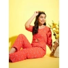 Generic Girl's Polyester Floral 3/4th Sleeve Jumpsuit (Coral) Generic Girl's Polyester Floral 3/4th Sleeve Jumpsuit (Coral)