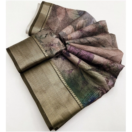 Generic Women's Cotton Silk Printed Saree With Unstitched Blouse 5.5Mtr (Multicolor)