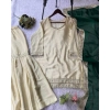 Generic Women's Silk Embroidered 3/4th Sleeve V-Neck Kurti With Sharara Pant and Dupatta Set (Cream & Bottle Green) Generic Women's Silk Embroidered 3/4th Sleeve V-Neck Kurti With Sharara Pant and Dupatta Set (Cream & Bottle Green)
