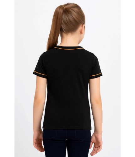 Generic Girl's Cotton Printeded Round Neck T-Shirt (Black) Generic Girl's Cotton Printeded Round Neck T-Shirt (Black)