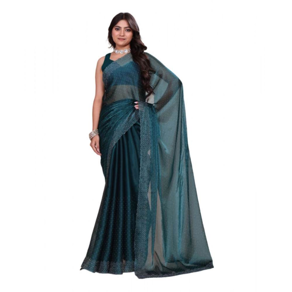 Generic Women's Jimmy choo Embellished Bollywood Saree With Unstitched Blouse 5.5Mtr (Green) Generic Women's Jimmy choo Embellished Bollywood Saree With Unstitched Blouse 5.5Mtr (Green)