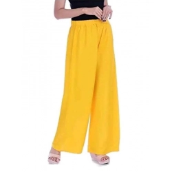 Women's Casual Rayon Solid Ankle Length Palazzo (Yellow , Free Size) Women's Casual Rayon Solid Ankle Length Palazzo (Yellow , Free Size)