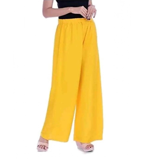 Generic Women's Casual Rayon Solid Ankle Length Palazzo (Yellow , Free Size)