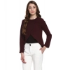 Generic Women's Polyester Diagonal Cut Long Sleeves Blazer (Maroon)