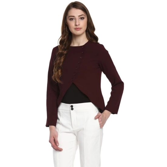 Generic Women's Polyester Diagonal Cut Long Sleeves Blazer (Maroon) Generic Women's Polyester Diagonal Cut Long Sleeves Blazer (Maroon)