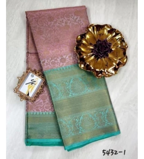 Generic Women's Soft Litchi Silk Jacquard Work Saree With Unstitched Blouse 5.5Mtr (Light Pink)