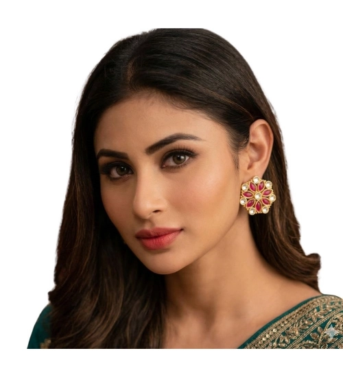 Generic Women's Zinc Alloy Gold Plated Stud Earrings (Multicolor) Generic Women's Zinc Alloy Gold Plated Stud Earrings (Multicolor)