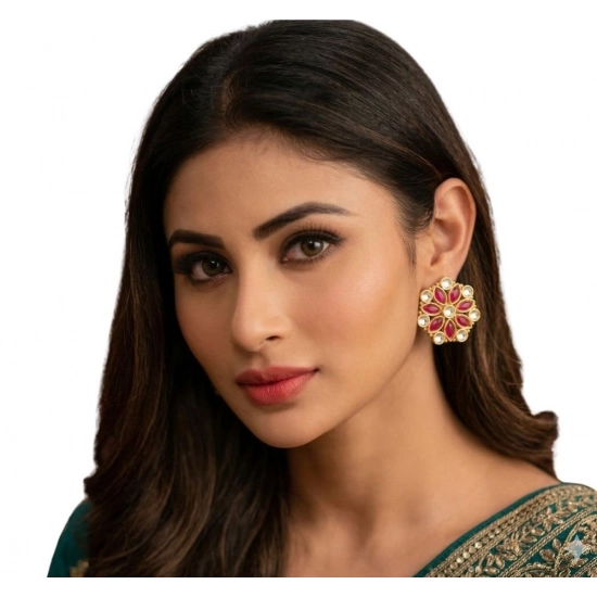 Generic Women's Zinc Alloy Gold Plated Stud Earrings (Multicolor) Generic Women's Zinc Alloy Gold Plated Stud Earrings (Multicolor)
