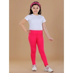 Generic Girl's Cotton Lycra Solid Elasticated Leggings (Dark Pink)