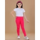 Generic Girl's Cotton Lycra Solid Elasticated Leggings (Dark Pink)