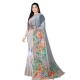 Generic Women's Georgette Floral Printed Saree With Unstitched Blouse 5.5Mtr (Grey)