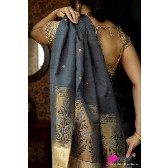 Generic Women's Soft Litchi Silk Jacquard Work Saree With Unstitched Blouse 5.5Mtr (Gray) Generic Women's Soft Litchi Silk Jacquard Work Saree With Unstitched Blouse 5.5Mtr (Gray)
