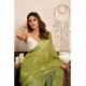 Generic Women's Linen Cotton Printed Ready To Wear Saree With Unstitched Blouse 5.5 Mtr (Light_Green)