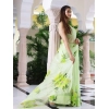 Generic Women's Linen Printed Saree With Unstitched Blouse 5.5Mtr (Green)