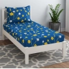 Generic Microfiber Floral Printed Single Bedsheet with 1 Pillow Cover (Blue)
