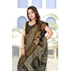 Generic Women's Cotton Silk Printed Saree With Unstitched Blouse 5.5Mtr (Black)