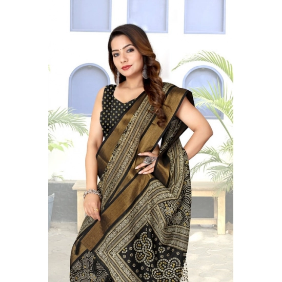 Generic Women's Cotton Silk Printed Saree With Unstitched Blouse 5.5Mtr (Black) Generic Women's Cotton Silk Printed Saree With Unstitched Blouse 5.5Mtr (Black)