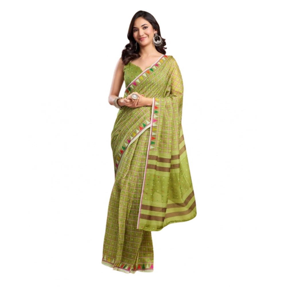 Generic Women's Faux_Linen Printed Ready-to-Wear Saree With Unstitched Blouse 5.5 Mtr (Olive) Generic Women's Faux_Linen Printed Ready-to-Wear Saree With Unstitched Blouse 5.5 Mtr (Olive)