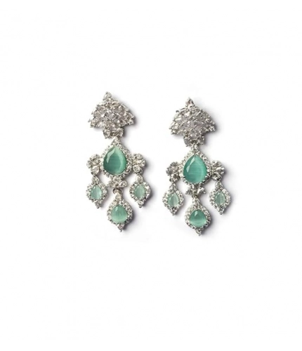 Generic Women's Brass Silver Plated Drop Earrings (Turquoise)