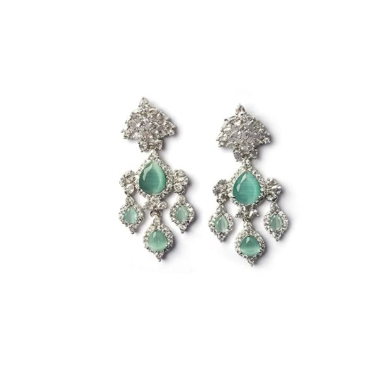 Generic Women's Brass Silver Plated Drop Earrings (Turquoise) Generic Women's Brass Silver Plated Drop Earrings (Turquoise)