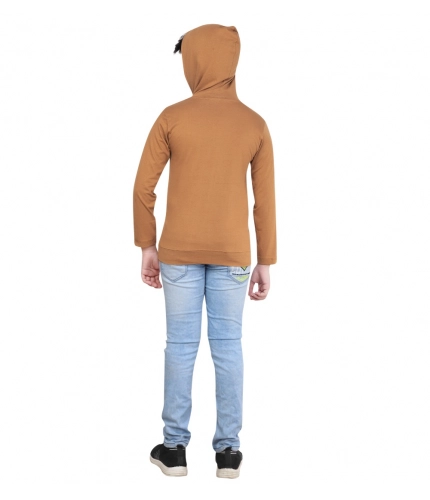 Generic Boy's Cotton Printeded Hooded Neck Hoodies (Brown)