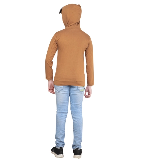 Generic Boy's Cotton Printeded Hooded Neck Hoodies (Brown)