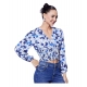 Generic Women's Polyester Floral Long Sleeves Top (Blue) Generic Women's Polyester Floral Long Sleeves Top (Blue)