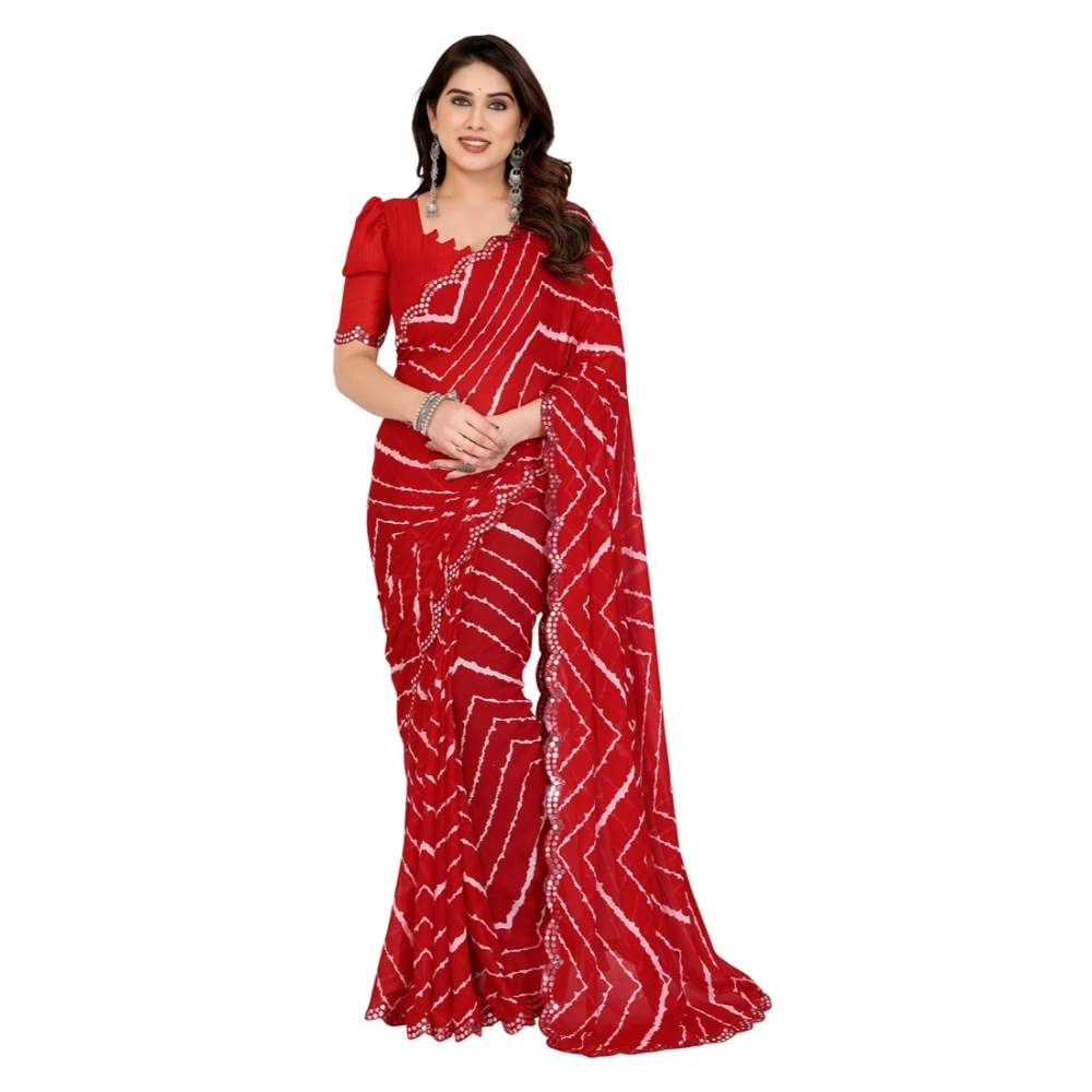 Generic Women's Georgette Printed Saree With Unstitched Blouse 5.5Mtr (Red) Generic Women's Georgette Printed Saree With Unstitched Blouse 5.5Mtr (Red)
