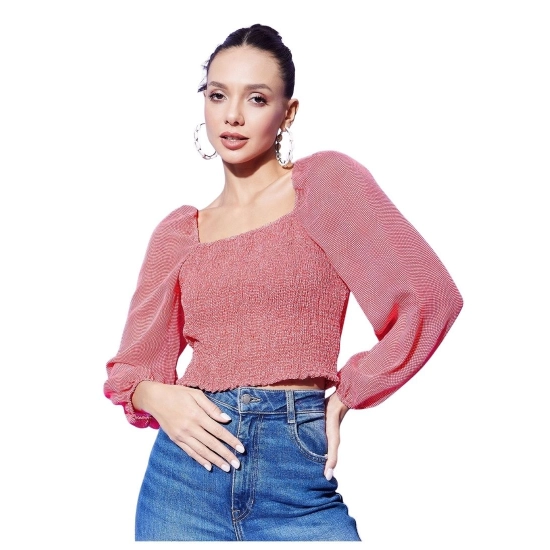 Generic Women's Polyester Floral Long Sleeves Top (Red) Generic Women's Polyester Floral Long Sleeves Top (Red)