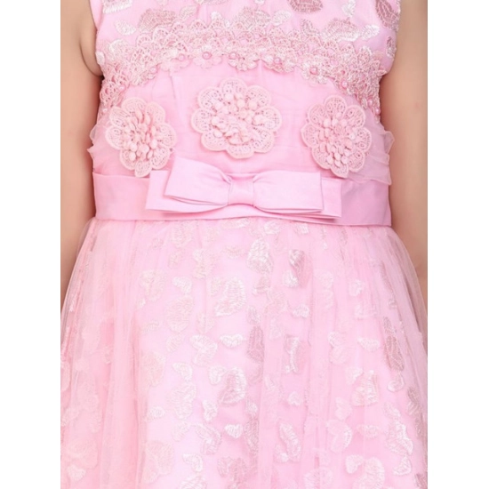 Generic Girl's Net Embroidered Sleeveless Dress (Pink) Generic Girl's Net Embroidered Sleeveless Dress (Pink)