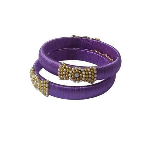 Generic Women's Plastic Silk Thread Bangles (Light Violet, Size: 2.4)