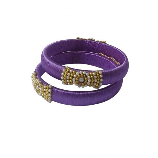 Generic Women's Plastic Silk Thread Bangles (Light Violet, Size: 2.4)