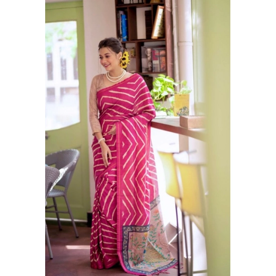 Generic Women's Faux_Tussar_Silk Geometric_Print Saree With Unstitched Blouse 5.5Mtr (Light_Pink) Generic Women's Faux_Tussar_Silk Geometric_Print Saree With Unstitched Blouse 5.5Mtr (Light_Pink)