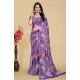 Generic Women's Georgette Printed Saree With Unstitched Blouse 5.5Mtr (Purple-Pink)