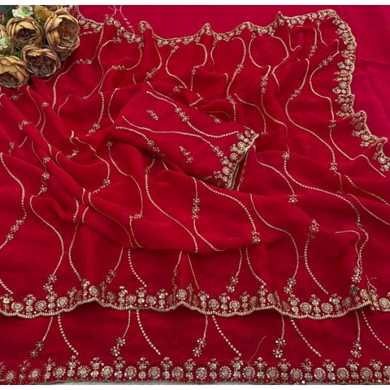 Generic Women's Slik Embellished Saree With Unstitched Blouse 5.5Mtr (Pink)