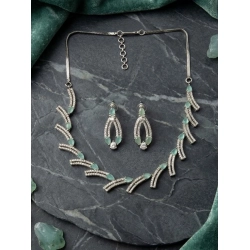 Generic Women's Brass Silver Plated Necklace set (Turquoise)