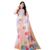 Generic Women's Georgette Floral Printed Saree With Unstitched Blouse 5.5Mtr (Orange)