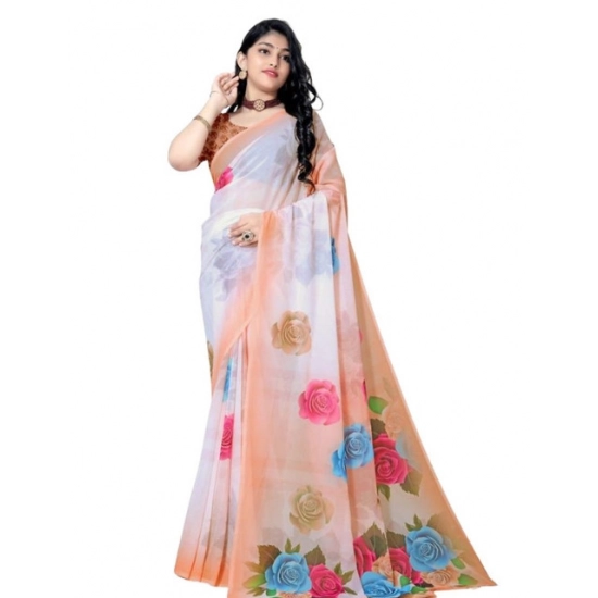 Generic Women's Georgette Floral Printed Saree With Unstitched Blouse 5.5Mtr (Orange) Generic Women's Georgette Floral Printed Saree With Unstitched Blouse 5.5Mtr (Orange)