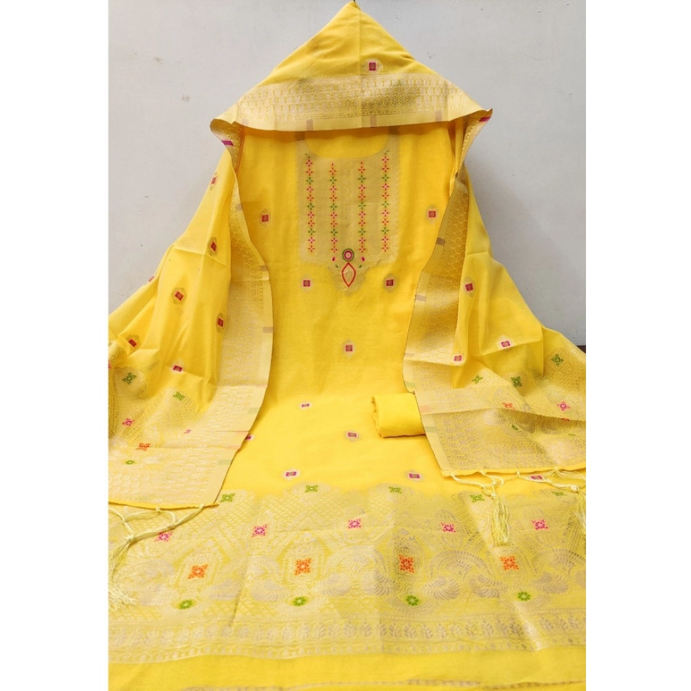 Generic Women's Banarasi Silk Printed Unstitched Salwar Suit Material With Dupatta (Yellow, 3Mtrs) Generic Women's Banarasi Silk Printed Unstitched Salwar Suit Material With Dupatta (Yellow, 3Mtrs)