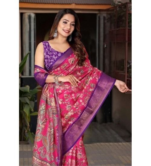 Generic Women's Cotton Silk Floral Printed Saree With Unstitched Blouse 5.5Mtr (Pink-Purple) Generic Women's Cotton Silk Floral Printed Saree With Unstitched Blouse 5.5Mtr (Pink-Purple)
